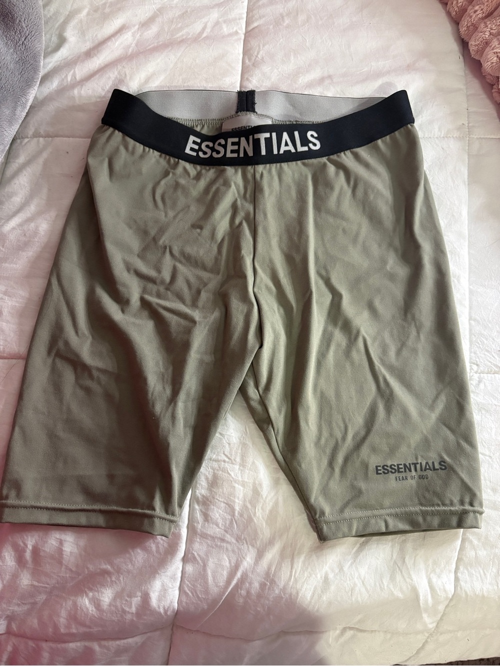 Essentials Olive Green Performance Cycling Shorts with Black Waistband